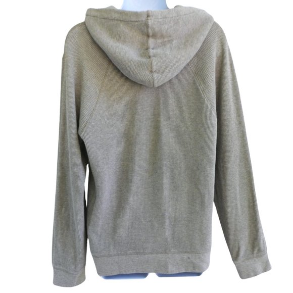 Everlane Organic Cotton Thermal Hoodie Sweatshirt Drawstring Ecru Oatmeal M - Picture 3 of 6